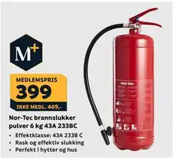 Megaflis Nor-Tec brannslukker pulver 6 kg 43A 233BC, NOK 469, Medlemspris tilbud