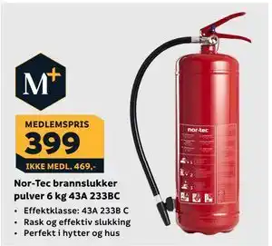 Megaflis Nor-Tec brannslukker pulver 6 kg 43A 233BC, NOK 469, Medlemspris tilbud