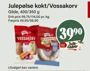 Nærbutikken Julepølse kokt/Vossakorv, NOK 39.9 tilbud
