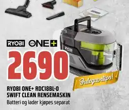 Obs Bygg RYOBI ONE+ RDC18BL-0 SWIFT CLEAN RENSEMASKIN, NOK 2690 tilbud
