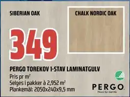 Obs Bygg PERGO TOREKOV 1-STAV LAMINATGULV, NOK 349 tilbud