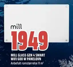 Obs Bygg MILL GLASS GEN 4 SMART WIFI 600 W PANELOVN, NOK 1949 tilbud