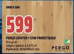 Obs Bygg PERGO LOFOTEN 1-STAV PARKETTGULV, NOK 599 tilbud