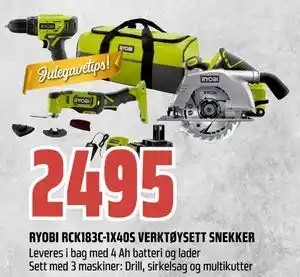 RYOBI RCK183C-1X40S VERKTØYSETT SNEKKER, NOK 2495