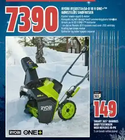 Obs Bygg RYOBI RY18STX45A-0 18 V ONE+ BØRSTELØS SNØFRESER, NOK 7390 tilbud