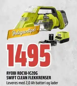 Obs Bygg RYOBI RDC18-1C20G SWIFT CLEAN FLEKKRENSER, NOK 1495 tilbud