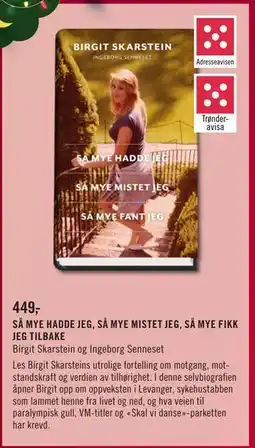 Ark Bokhandel SÅ MYE HADDE JEG, SÅ MYE MISTET JEG, SÅ MYE FIKK JEG TILBAKE, NOK 449 tilbud