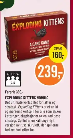 Ark Bokhandel EXPLODING KITTENS NORDIC, NOK 239 tilbud