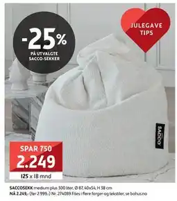 Bohus SACCOSEKK medium plus 300 liter, NOK 2249 tilbud