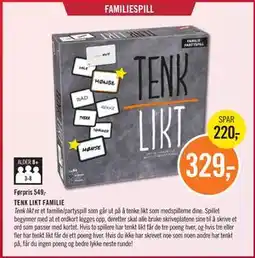 Ark Bokhandel TENK LIKT FAMILIE, NOK 329 tilbud