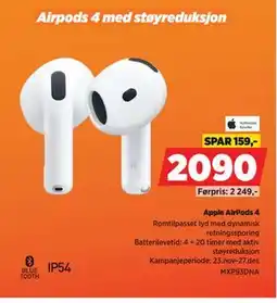 POWER Apple AirPods 4., NOK 2090 tilbud