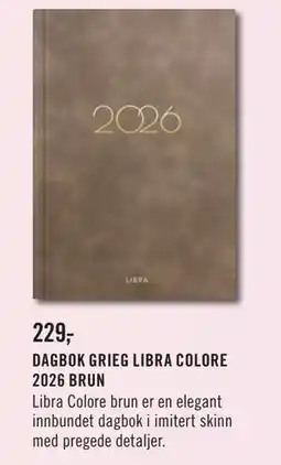 Ark Bokhandel DAGBOK GRIEG LIBRA COLORE 2026 BRUN, NOK 229 tilbud