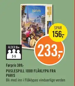 Ark Bokhandel PUSLESPILL 1000 FLÅKLYPA FRA PARIS, NOK 233 tilbud