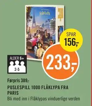 Ark Bokhandel PUSLESPILL 1000 FLÅKLYPA FRA PARIS, NOK 233 tilbud