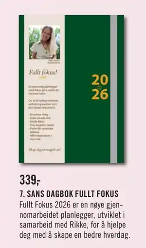 Ark Bokhandel 7. SANS DAGBOK FULLT FOKUS, NOK 339 tilbud