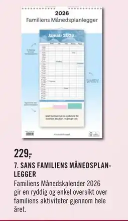 Ark Bokhandel 7. SANS FAMILIENS MÅNEDSPLANLEGGER, NOK 229 tilbud