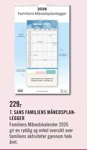 Ark Bokhandel 7. SANS FAMILIENS MÅNEDSPLANLEGGER, NOK 229 tilbud