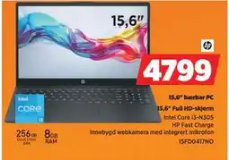 POWER 15,6 bærbar PC, NOK 4799 tilbud