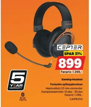 POWER Gaming-headset, NOK 899 tilbud