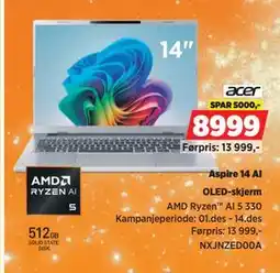 POWER Aspire 14 AI, NOK 8999 tilbud