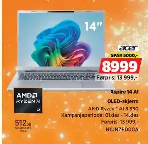 POWER Aspire 14 AI, NOK 8999 tilbud