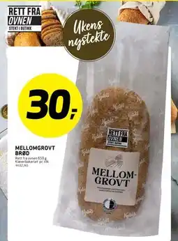 Bunnpris MELLOMGROVT BRØD, NOK 30 tilbud