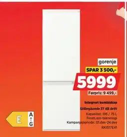 POWER Integrert kombiskap, NOK 5999 tilbud