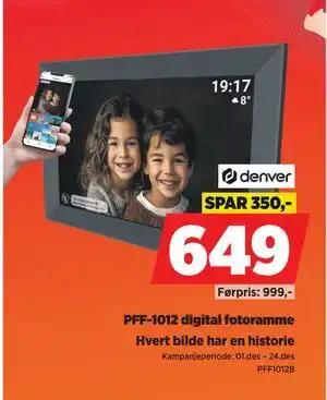 POWER PFF-1012 digital fotoramme, NOK 649 tilbud