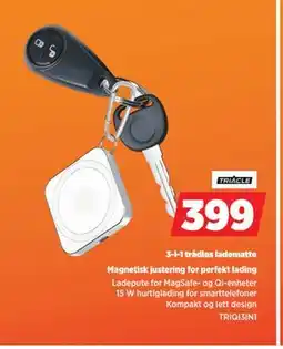 POWER 3-i-1 trådløs ladematte, NOK 399 tilbud