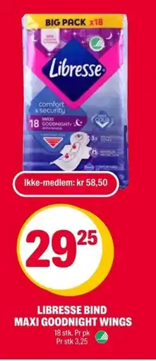 Coop Extra LIBRESSE Bind maxi goodnight wings tilbud