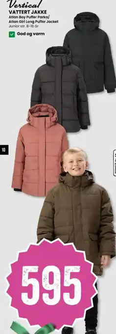 Sport Outlet Atlan boy puffer parka/ atlan girl long puffer jacket junior tilbud