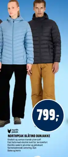 Coop Obs Northpeak blåtind dunjakke tilbud