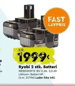 Mekk Ryobi 2 stk. Batteri tilbud