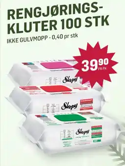 Holdbart Rengjørings- kluter 100 stk tilbud