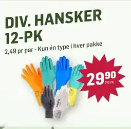 Holdbart Div. hansker 12-pk tilbud