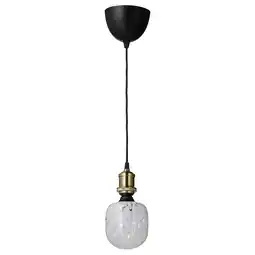 IKEA JÄllby / molnart Taklampe med lyspære, messingbelagt/tubeformet hvit/klart glass tilbud