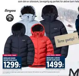 Sport 1 BERGANS BARN WARM DUNJAKKE tilbud