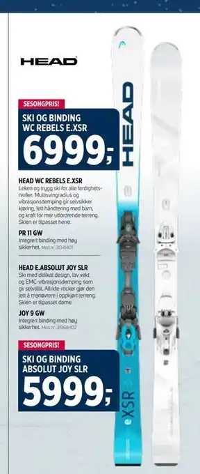 Sport 1 SKI OG BINDING WC REBELS E.XSR tilbud