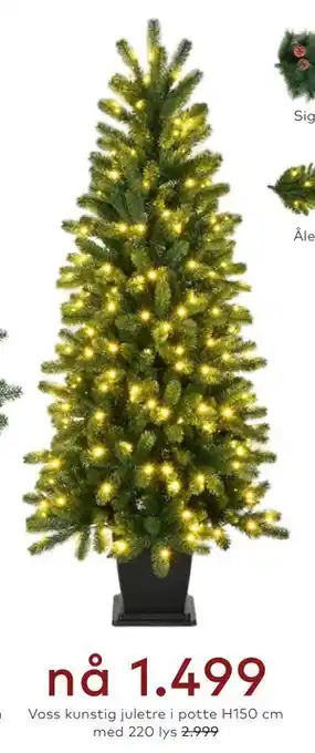 Voss kunstig juletre I potte H150 cm med 220 lys