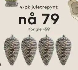 Skeidar 4-pk juletrepynt. Kongle tilbud