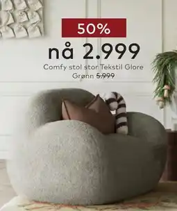 Skeidar Comfy stol stor Tekstil Glore Grønn tilbud