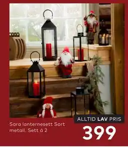 Skeidar Sara lanternesett Sort metall tilbud