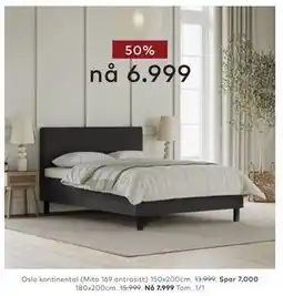 Skeidar Oslo kontinental (Mito 169 antrasitt) 150x200cm tilbud