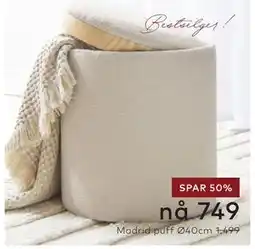 Skeidar Madrid puff Ø40cm tilbud