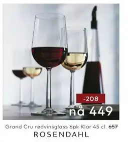 Skeidar Grand Cru rødvinsglass 6pk Klar 45 cl tilbud