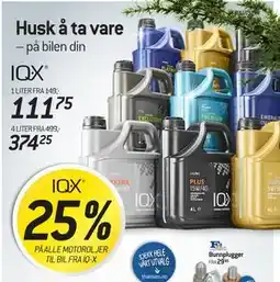 Thansen 25% PÅ ALLE MOTOROLJER TIL BIL FRA IQ·X tilbud