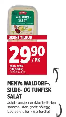 Meny MENYs WALDORF-, SILDE- OG TUNFISK SALAT tilbud