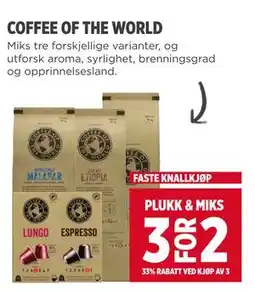 Meny COFFEE OF THE WORLD tilbud