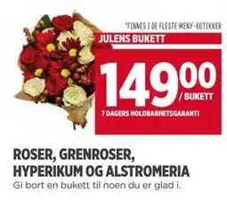 Meny ROSER, GRENROSER, HYPERIKUM OG ALSTROMERIA tilbud