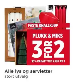 Meny Alle lys og servietter tilbud